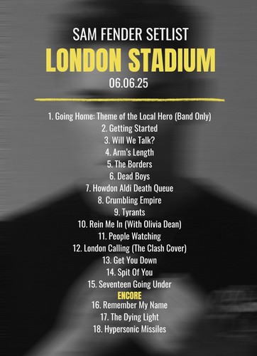 Sam fender london 2025 - sam,