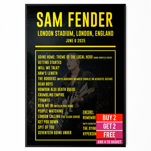 Sam fender setlist poster - poster, uk